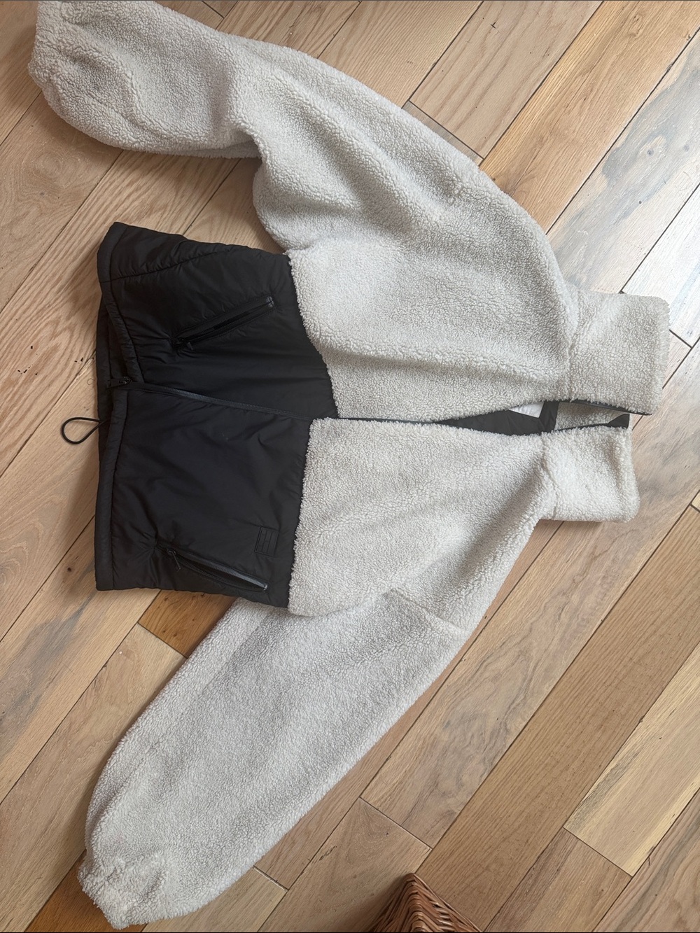 Frame Denim Cream Sherpa with Black Trim Jacket